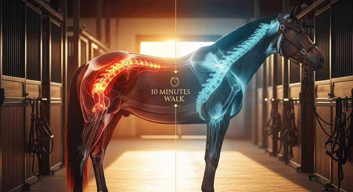 10 minutes à pied avant de monter : la routine qui sauve le dos de votre cheval