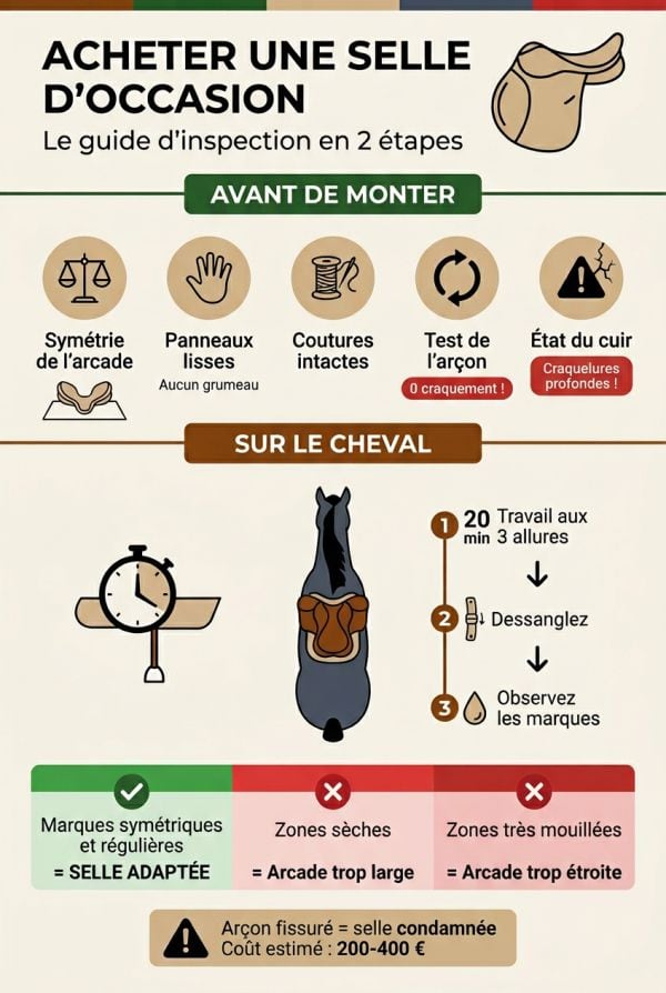 Inspection visuelle et test d'essai sur le cheval