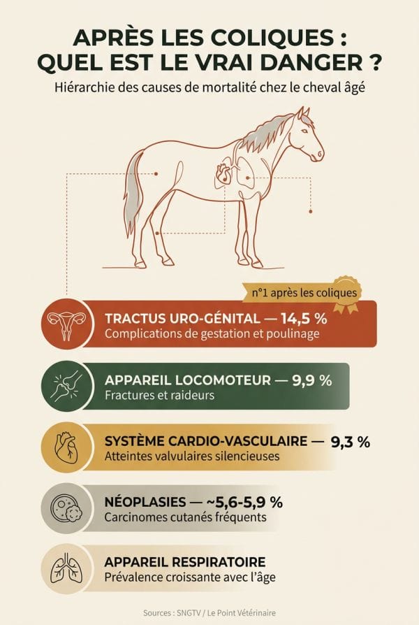 Quelle hiérarchie des pathologies mortelles après les coliques ?