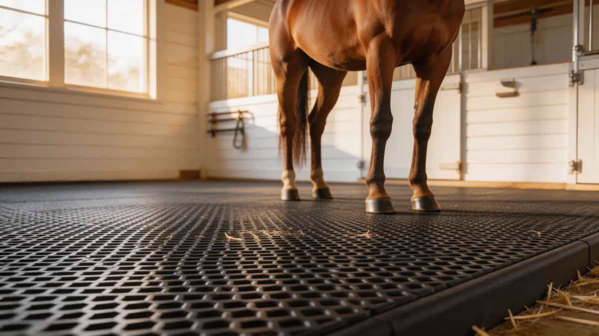 Tapis antidérapant caoutchouc pour usage équestre
